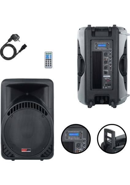 AMPLE-15A Aktif Kabin Hoparlör 15 Inç 1000 Watt Bluetooth USB