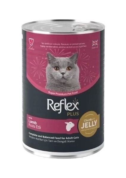 Reflex Plus Jöle Içinde Kuzu Etli Yetişkin Konserve Kedi Maması 400 gr
