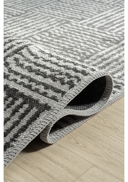 Ares Gri Antrasit Halı Yıkanabilir Kaymaz Taban Şönil Kilim Dokuma Pamuk Taban Kilim NV01 50 x 80 cm fırsatları