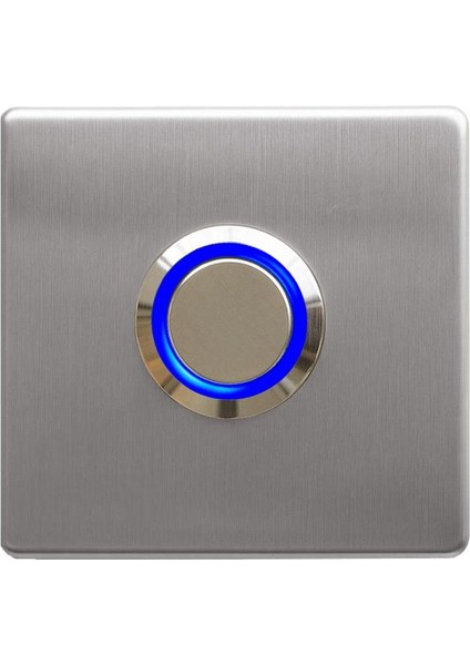 Z-201M Paslanmaz Tek Kontak Dekoratif Zil Butonu Mavi LED
