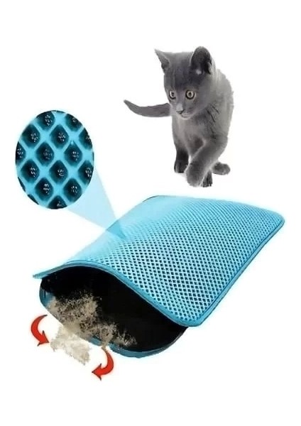 Petpretty Elekli Kedi Tuvaleti Paspası 50X60 cm Turkuaz