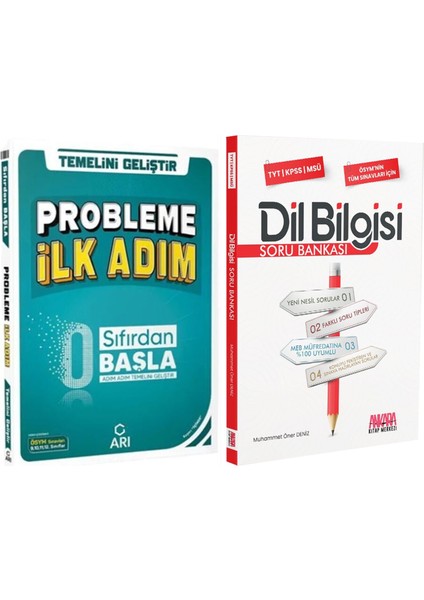 Arı Yayınları 0 Sıfırdan Başla Probleme Ilk Adım ve Akm Dil Bilgisi Soru Bankası Seti 2 Kitap