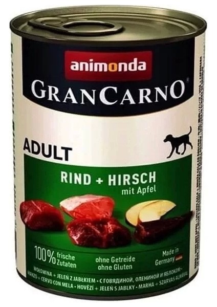 Animonda Gran Carno Sığır Etli Geyik ve Elmalı Yetişkin Köpek Konservesi 400 gr