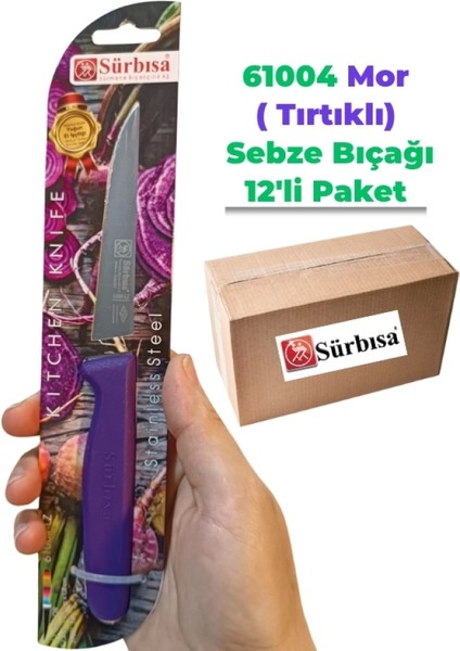 Sürbisa 61004 Sebze Bıçağı Mor Lz1 Koli (12 Adet Tırtıklı )