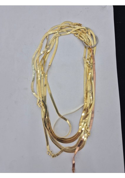 İtalyan Yassı Zincir Altın Kaplama 925 Ayar Gümüş Zincir indirimleri