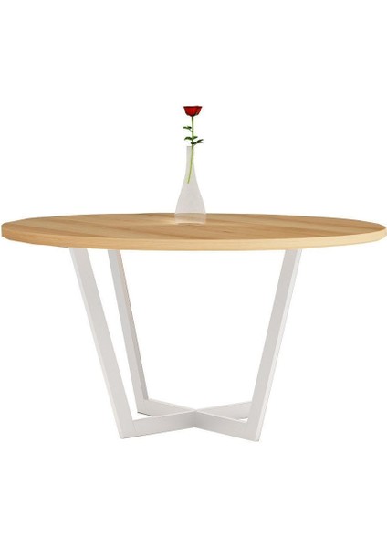 Fim Beyaz Metal Ahşap Yemek Masası fiyatları