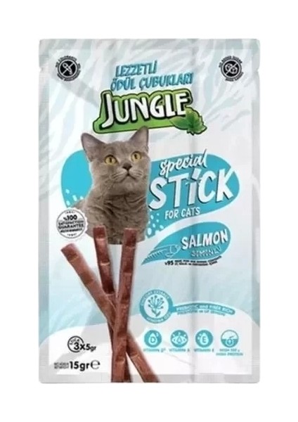 Jungle Somonlu Stick Kedi Ödülü 3 Adet 5 gr