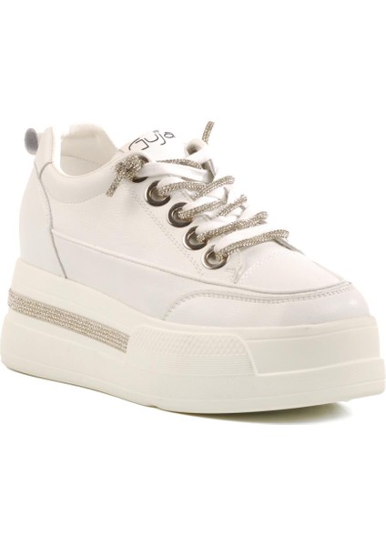 Beyaz Yüksek Taban Kadın Sneaker 25Y492 Z