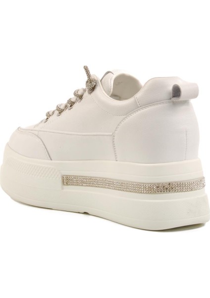 Beyaz Yüksek Taban Kadın Sneaker 25Y492 Z fırsatları