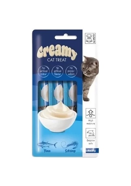 M-Pets Creamy Ton Balıklı ve Karidesli Sıvı Kedi Ödülü 15 gr 4 Adet