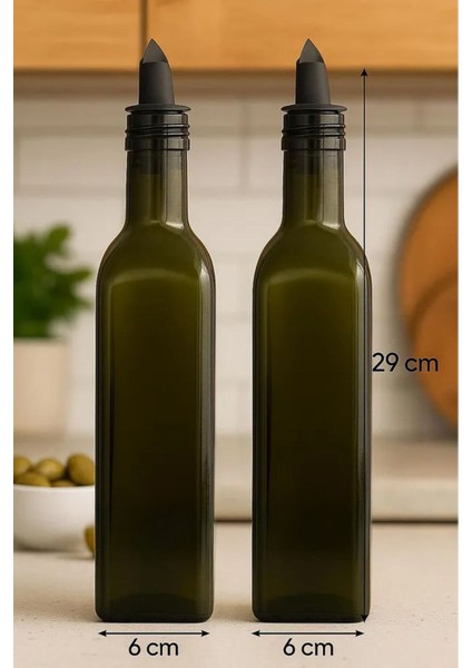 Verde 2'li Silikon Tıpalı Cam Yağdanlık Seti 500 ml