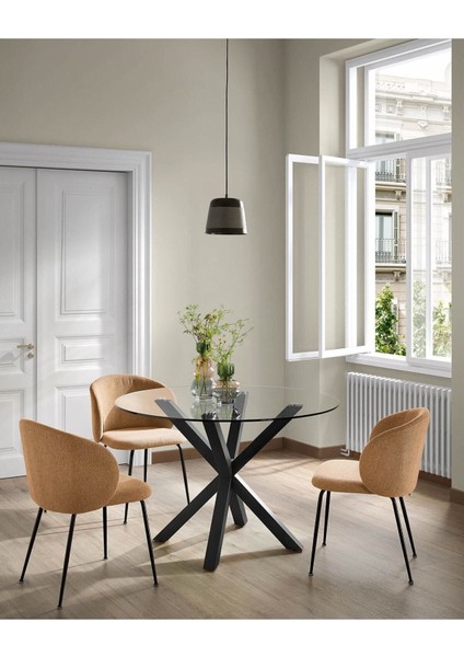 Sleteos Yemek Masası Siyah Ayak Cam Tabla fiyatları