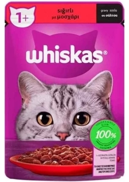 Whiskas Pouch Sos Içerisinde Sığır Etli Yetişkin Konserve Kedi Maması 85 gr