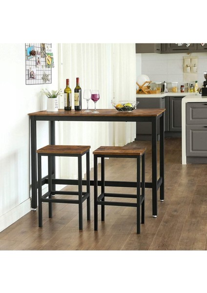 Baro Siyah Metal Ahşap Yemek Masası Seti modelleri