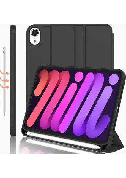 Apple iPad Mini 7 A17 Pro (2024) Kalemlikli Uyku Modlu Yatay Standlı Stromix Smart Kılıf