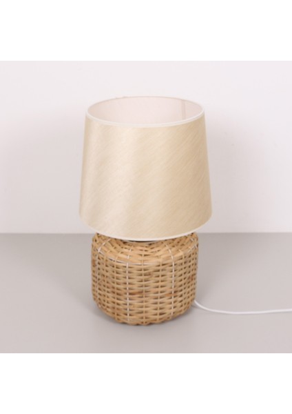 Mylamp Rose Bej Kumaş & Rattan Masa Lambası 30X50 cm modelleri
