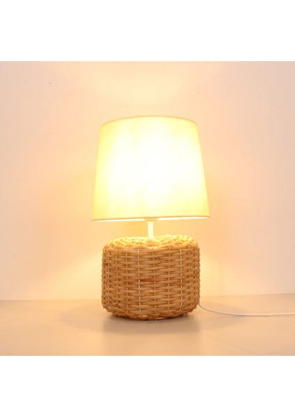 Mylamp Rose Bej Kumaş & Rattan Masa Lambası 30X50 cm fırsatları