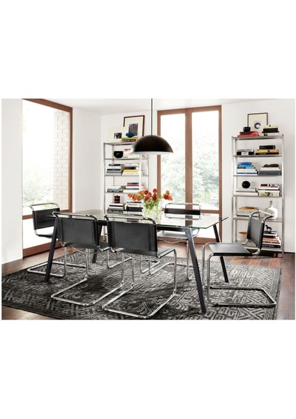 Zroft Siyah Metal Cam Yemek Masası fiyatları