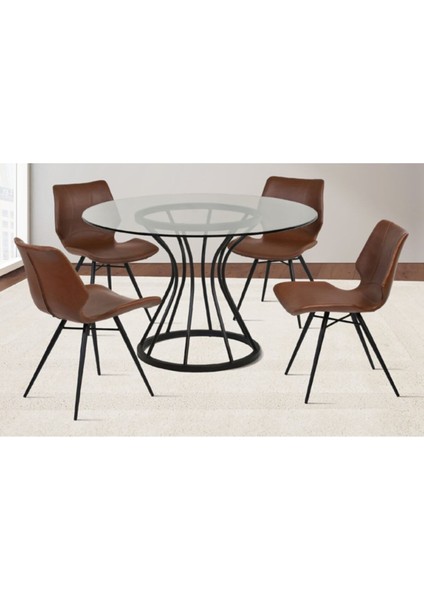 Zuri Siyah Metal Cam Yuvarlak Yemek Masası fiyatları