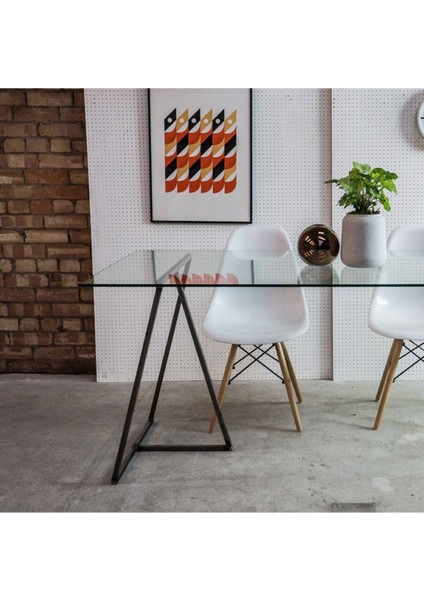 Trest Siyah Metal Cam Yemek Masası fiyatları