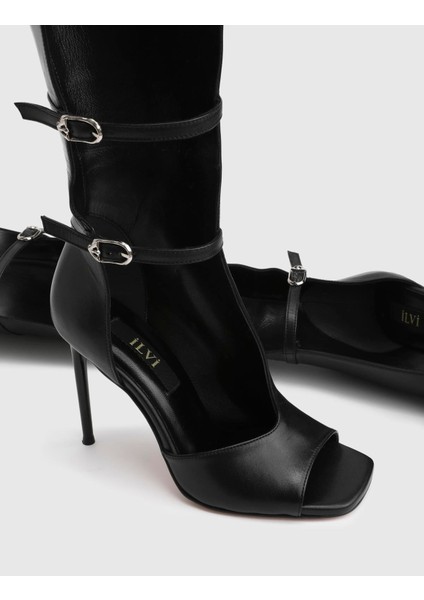 Junee Hakiki Deri Siyah Kadın Topuklu Çizme fiyatları
