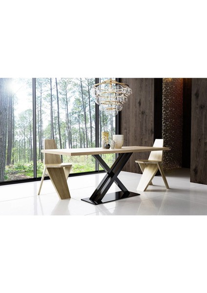 Stol Siyah Metal Ahşap Yemek Masası fiyatları