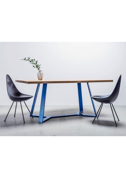 Yasi Mavi Metal Masif Yemek Masası