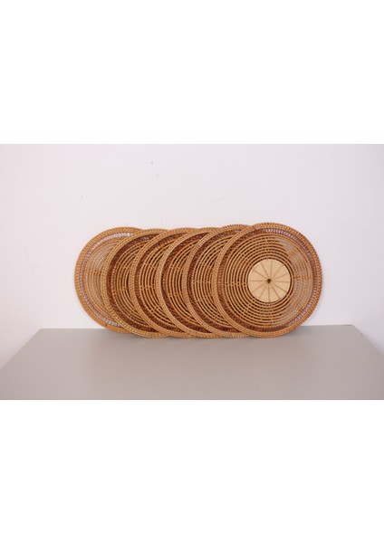 Mylamp Işıl 40X40 cm Rattan Supla & Duvar Dekoru 6'lı Set