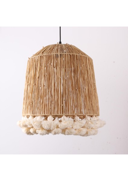 Mylamp Istanbul Rafya ve Ponponlu Separatörlü 37X43 cm Avize.