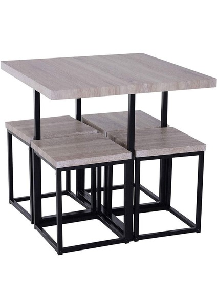 Agloc Siyah Metal Ahşap Yemek Masası Seti fırsatları