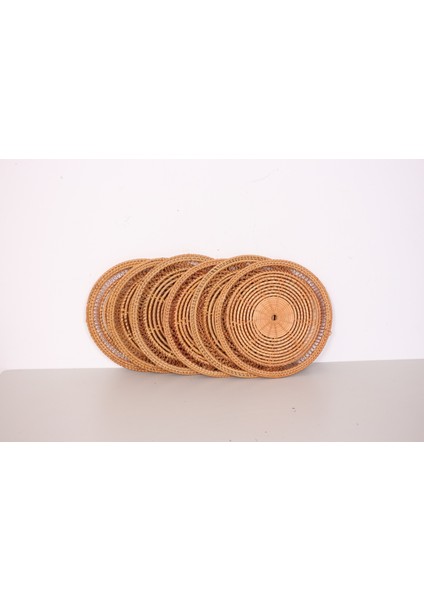 Mylamp Işıl Dekoratif 30X30 Cm. Rattan Supla ve Duvar Dekoru 6'lı Set