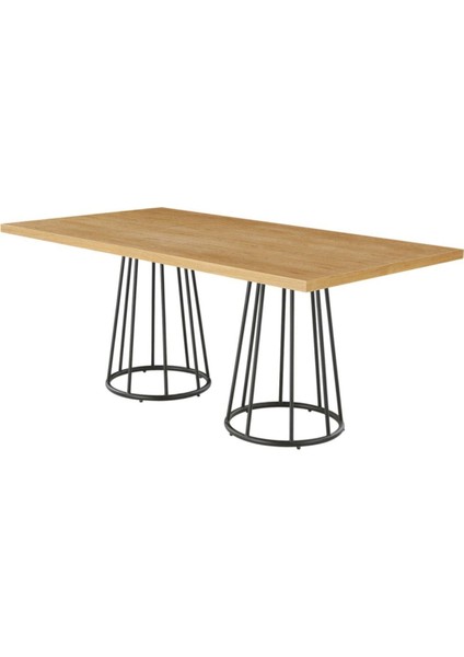 Brun Siyah Metal Ahşap Yemek Masası modelleri