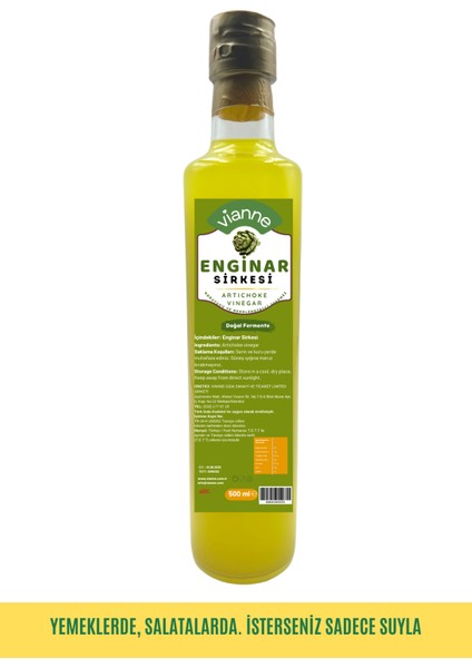 Doğal Fermente Enginar Sirkesi 500 ml - Katkısız, Koruyucusuz