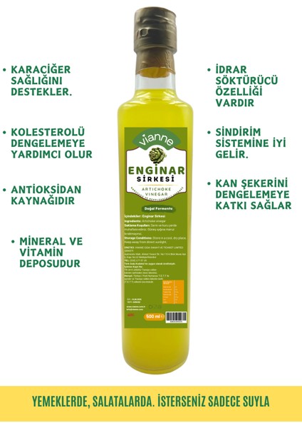 Doğal Fermente Enginar Sirkesi 500 ml - Katkısız, Koruyucusuz fiyatları