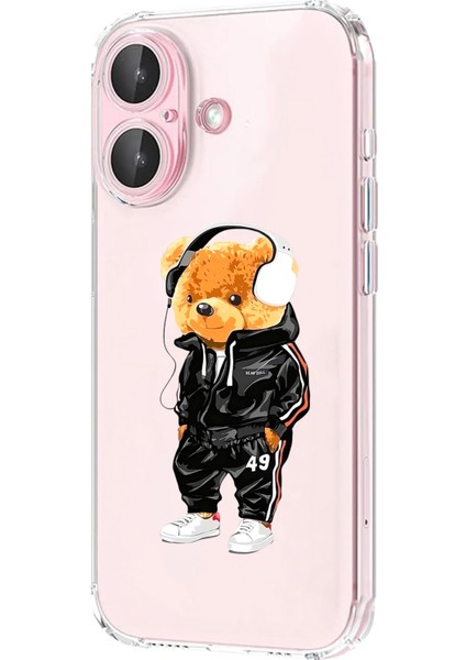 Iphone 16 Uyumlu Desenli Lüx Şeffaf Silikon Kılıf MNL22