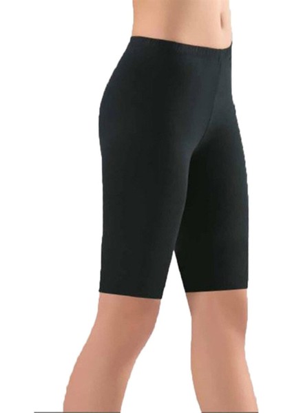 4018 Kadın Düz Desensiz Yüksek Bel Dizüstü Kısa Tayt