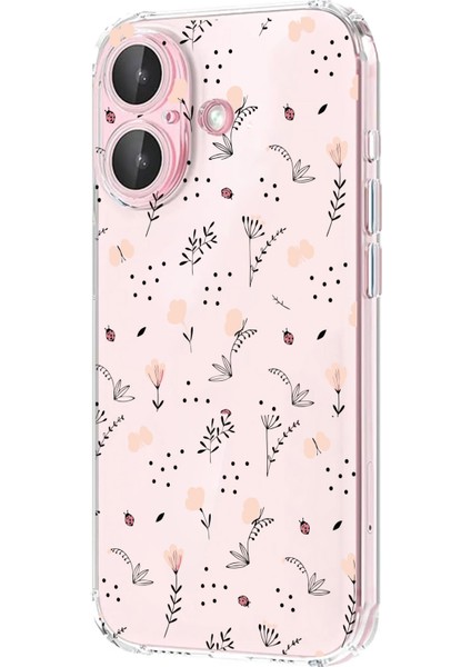 Iphone 16 Uyumlu Desenli Lüx Şeffaf Silikon Kılıf Mnl4 modelleri