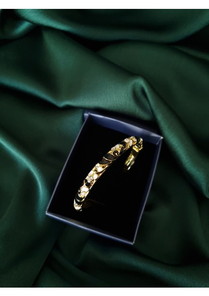 Gold Renk Çiçekli Mineli Paslanmaz Çelik Kelepçe indirimleri