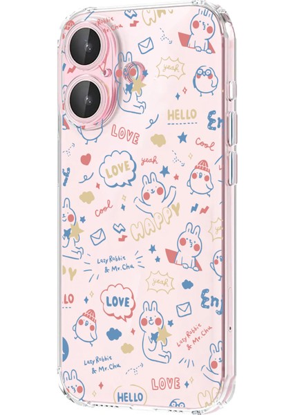 Iphone 16 Uyumlu Desenli Lüx Şeffaf Silikon Kılıf Mnl5 modelleri