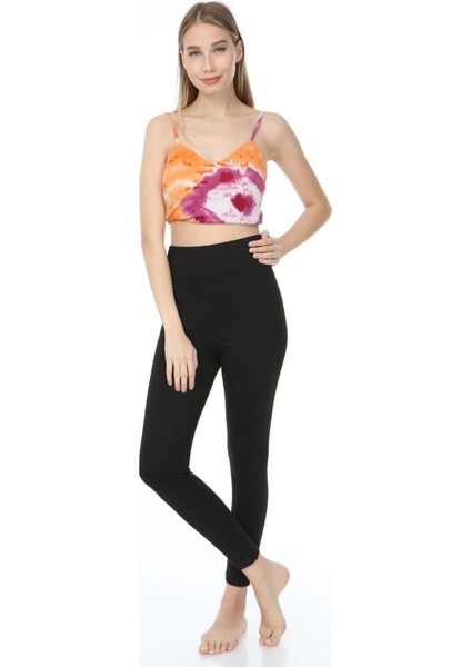 Kadın Siyah Yüksek Bel Toparlayıcı 2 Beden Incelten Çelik Tayt