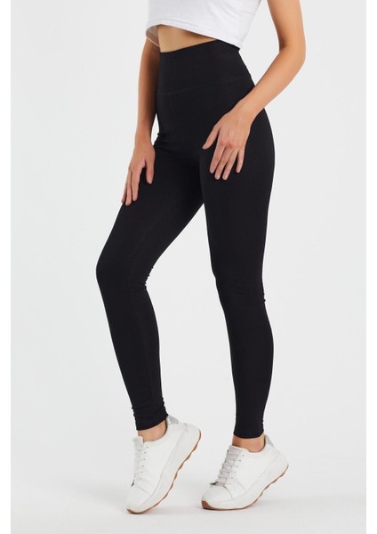 Çelik Örme Siyah Yüksek Bel Toparlayıcı Kalın Kemerli Tayt 357450 fiyatları