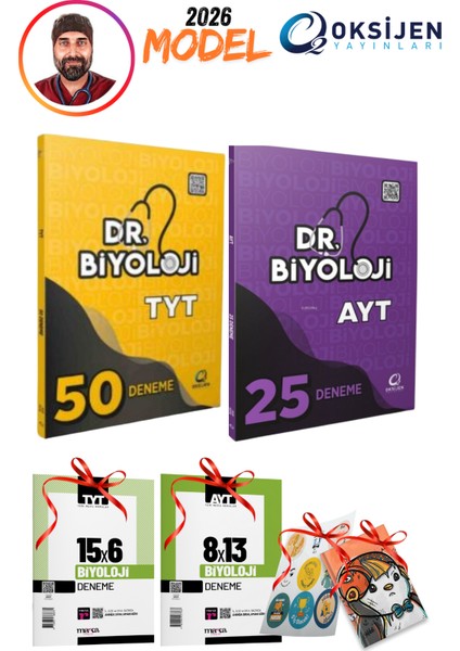 2026 Model Oksijen Yayınları Dr Biyoloji 50 Tyt Deneme ve 25 Ayt Deneme Seti Toplam 98 Deneme Set