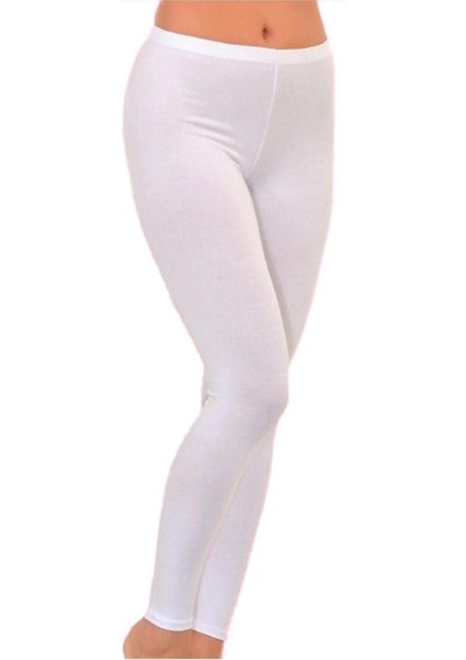 Kadın Düz Desensiz Uzun Bayan Yüksek Bel Penye Tayt Pantolon