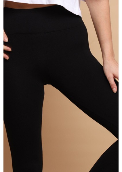 Kadın Siyah Yüksek Bel Çelik Tayt