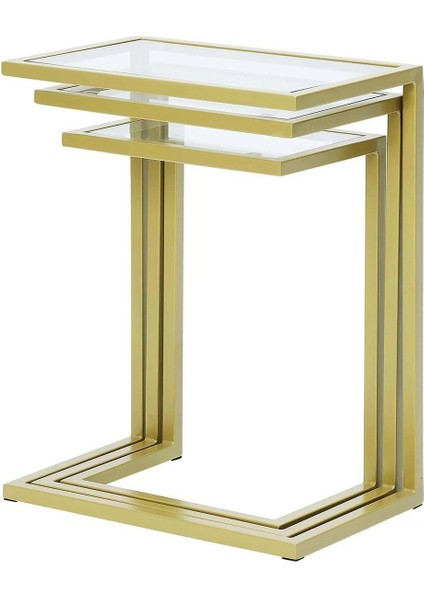Bruc Gold Metal 3'lü Zigon Sehpa