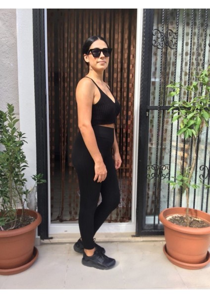 Kadın Siyah Kışlık Çelik Örme Tayt modelleri