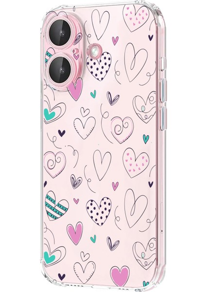 Iphone 16 Uyumlu Desenli Lüx Şeffaf Silikon Kılıf Mnl3
