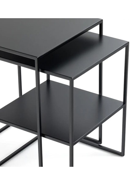 Hiba Siyah Metal Ikili Zigon Sehpa modelleri