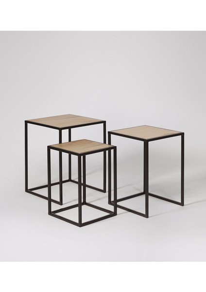 Beck Siyah Metal Ahşap Üçlü Zigon Sehpa fiyatları