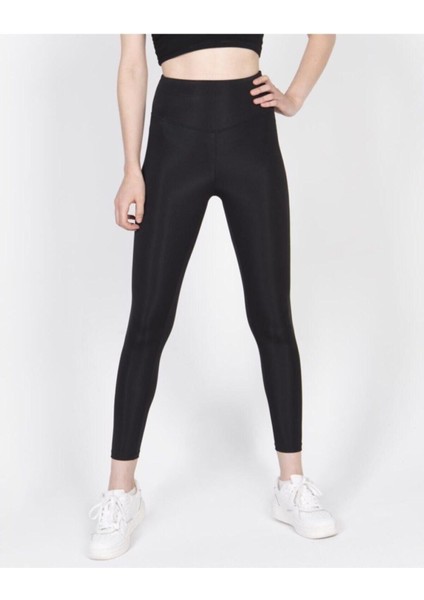 Kadın Siyah Parlak Yüksek Bel Toparlayıcı Disko Tayt modelleri